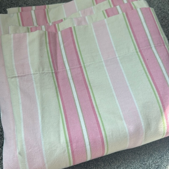 One Pottery Barn Kids Pink and Green Striped Curtain - Picture 1 of 4